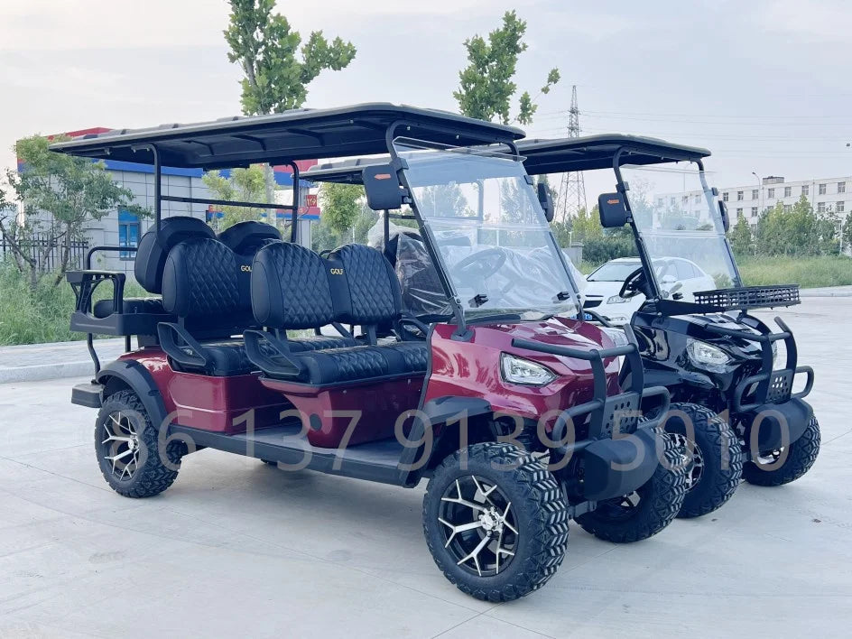 2026 Hot Sale Electric Model 48V AC Motor Golf Cart Custom Gas Driven 2+2 Seat With Folding Back Seat Off-road Hunting Car