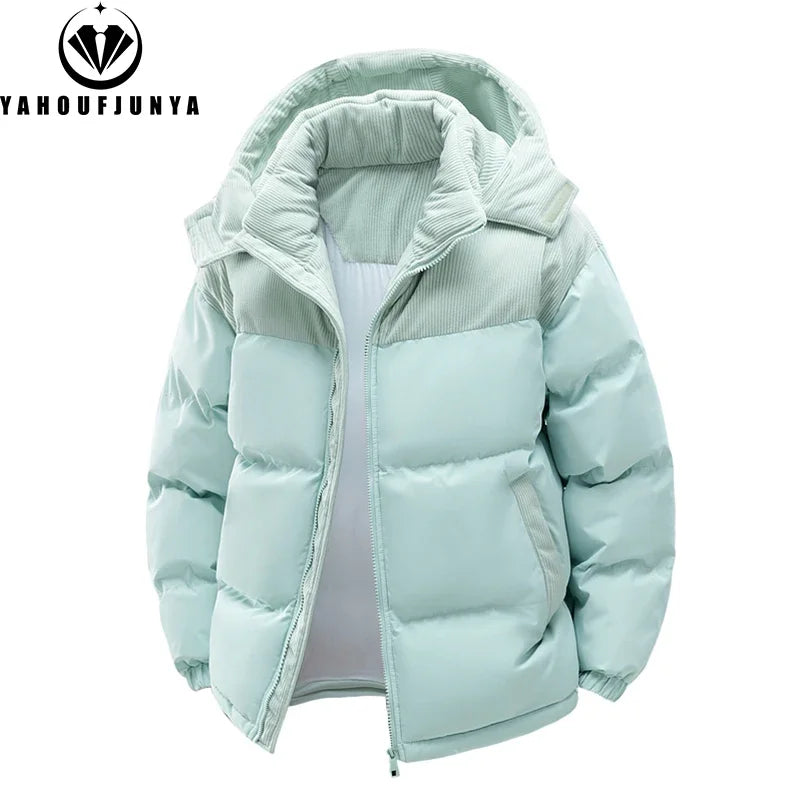 Men's Removable Hooded Windbreaker Parka Jacket – Warm Casual Outerwear for Autumn & Winter