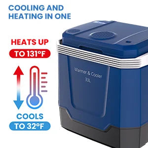 35QT Electric Cooler — Portable Car Refrigerator & Plug-In Cooler with 12V DC & AC Power, Locking Handle for Camping, Road Trips & Home Use