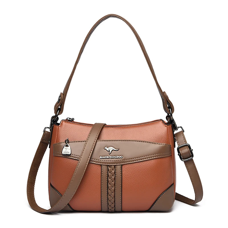 Luxury Genuine Leather Flap Shoulder Bag – Sequin Crossbody Handbag for Women