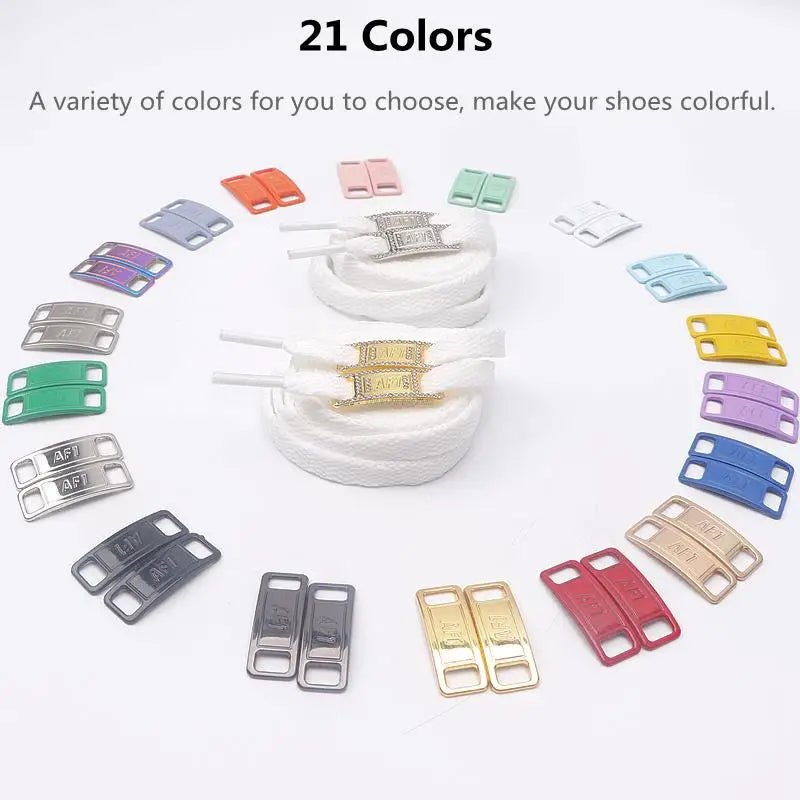 AF1 Shoelaces Combination Set — White Flat Laces & Shoe Decoration for Air Force One Sneakers