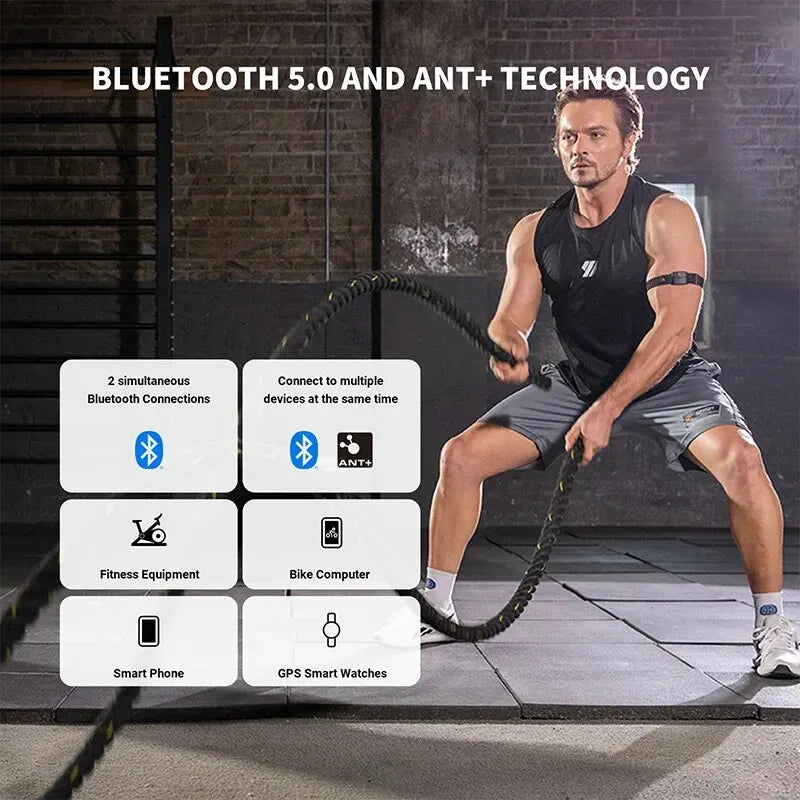 COOSPO HW9 Armband Heart Rate Monitor — HR Zones, Calories, BLE 5.0 & ANT+ for Peloton, Zwift & Wahoo