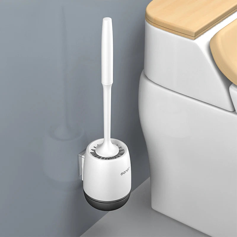 Silicone Toilet Brush & Cleaner – Wall-Mounted Bathroom Scrubber for Toilet, Bathtub & Floor