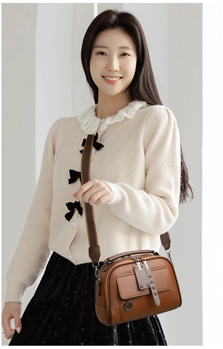 3-Layer Soft PU Leather Crossbody Shoulder Tote – Large Capacity Designer Messenger Bag for Women