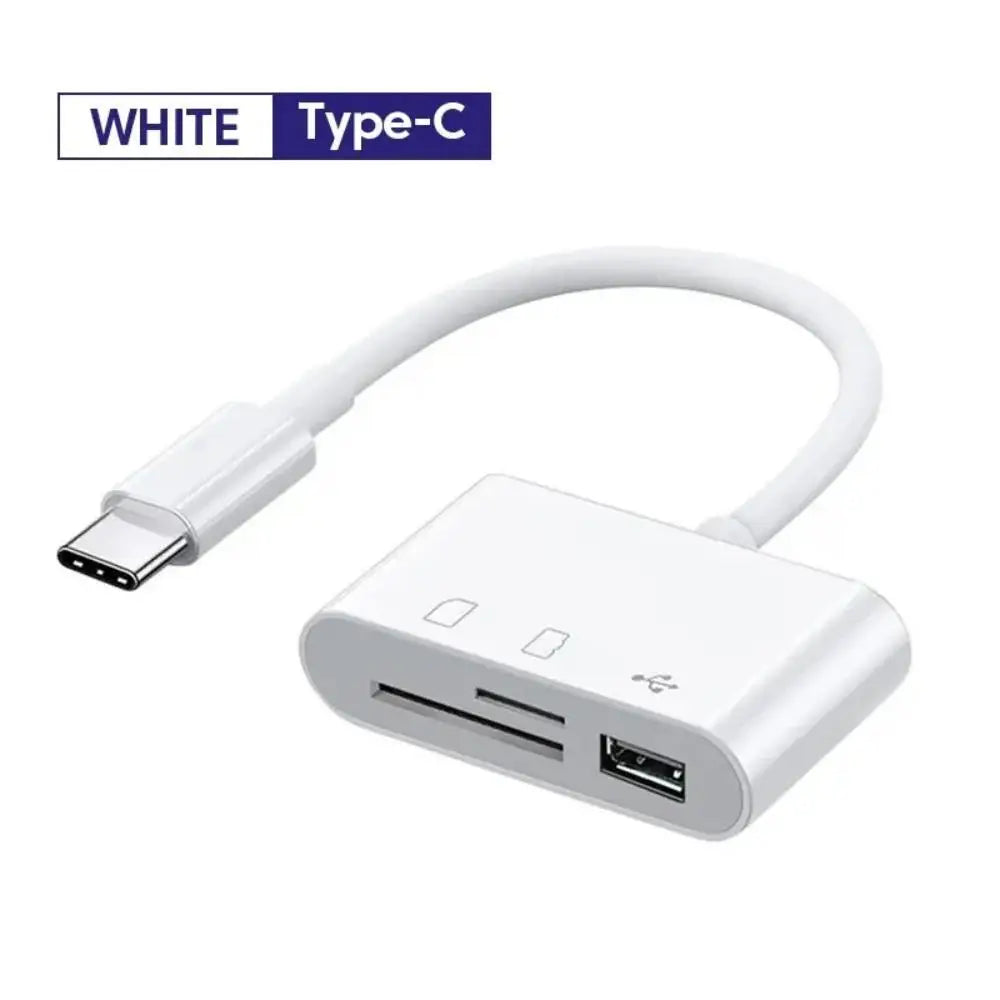 3-in-1 Lightning & USB-C SD/TF Card Reader Adapter – Camera Adapter for iPhone, iPad & USB Flash Drives