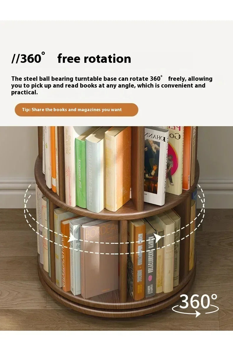Vintage Rotating Bookcase – Compact Wooden Miniature House Display Shelf