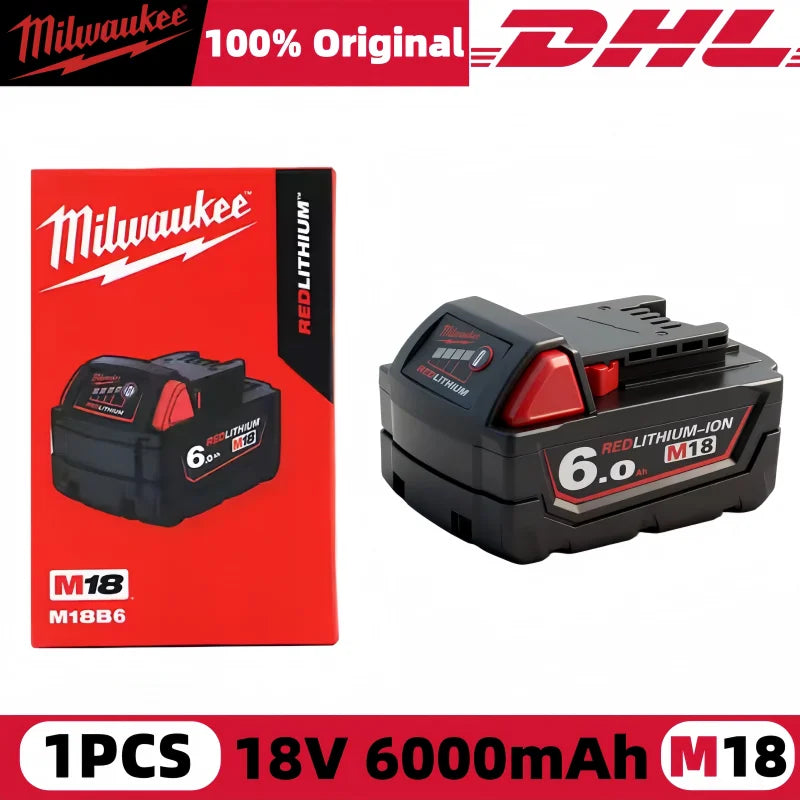 Milwaukee M18 6Ah Replacement Battery – 18V Lithium-Ion Rechargeable for M18 Cordless Power Tools
