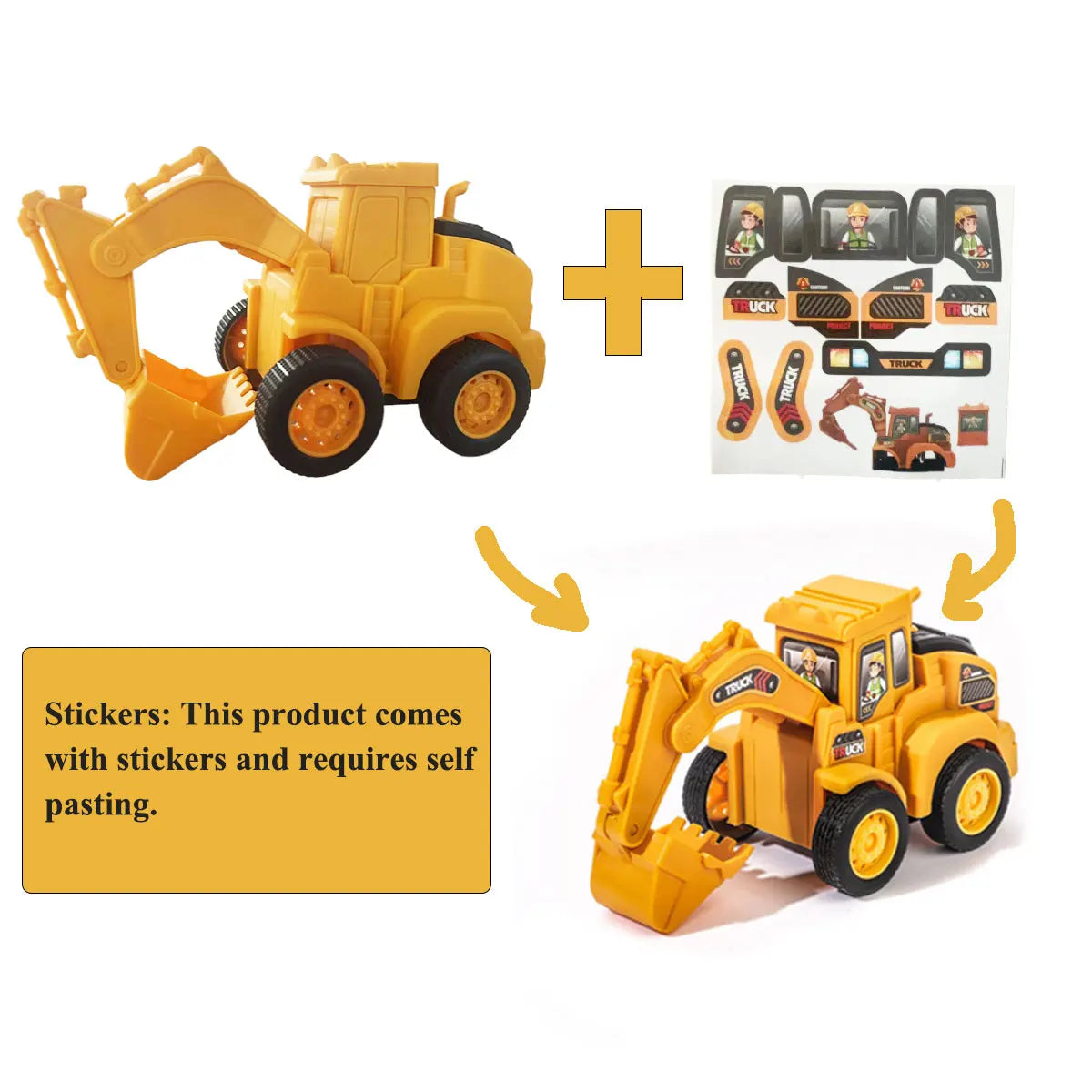 Press & Slide Construction Vehicle Toy – Excavator, Bulldozer & Road Roller for Kids