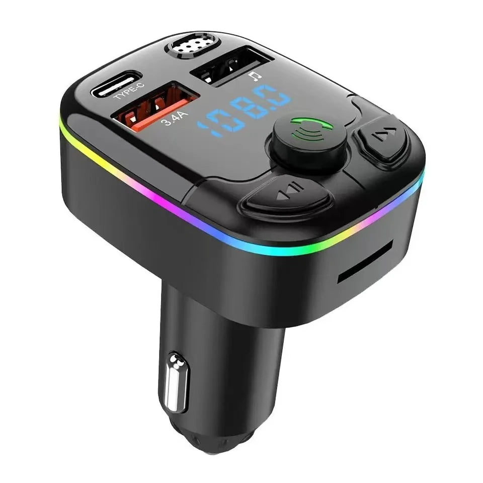 Car Charger Bluetooth 5.0 FM Transmitter — Multi-Port Fast Charging & Hands-Free Audio