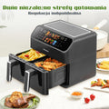 Sinaopus 9L Dual Basket Air Fryer – LED Touch Control, Visible Window, Oilless Cooker for Large Family Meals