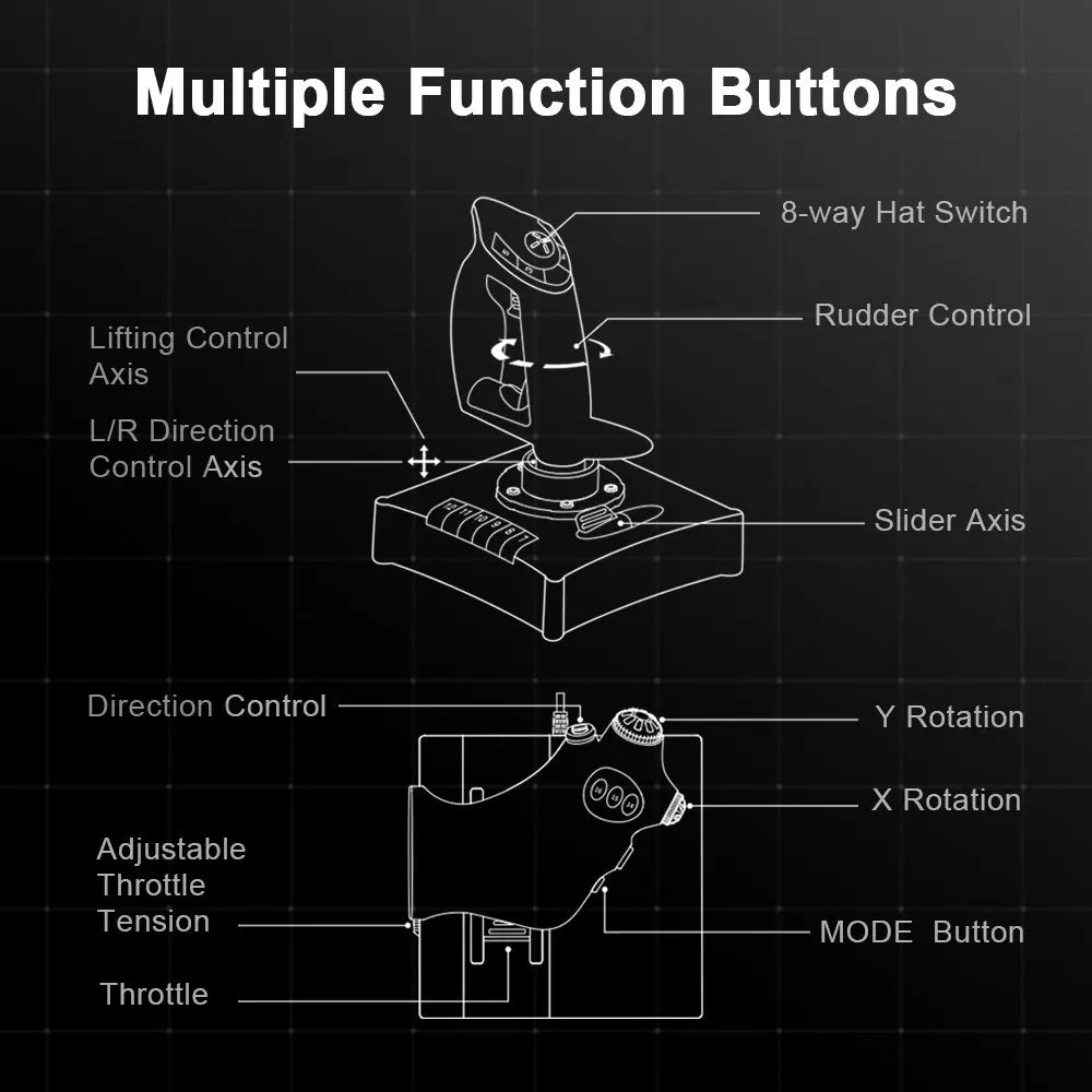 PXN 2119 PRO Flight Simulator Joystick – Vibration Gamepad for PC & PS4