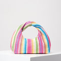 Colorful Ruched Striped Square Beach Bag – Summer Vacation Shoulder Bag for Women