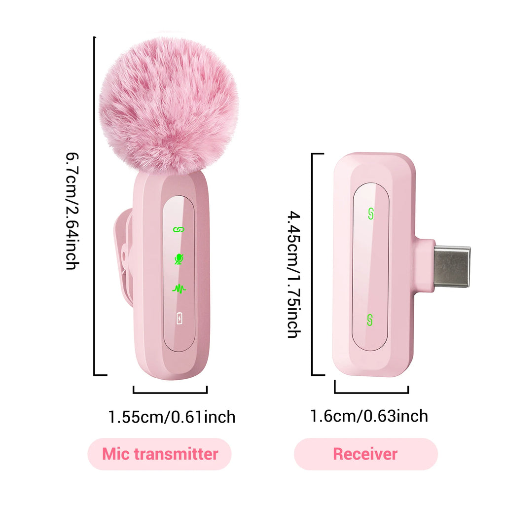 Wireless Lavalier Microphone with Noise Cancelling — Type-C Lapel Mic for iPhone 15+, Android, Vlog & Live Streaming