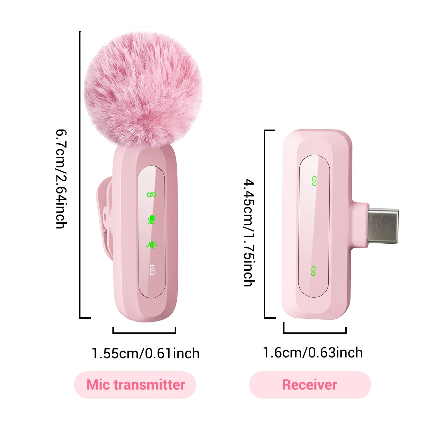 Wireless Lavalier Microphone with Noise Cancelling — Type-C Lapel Mic for iPhone 15+, Android, Vlog & Live Streaming