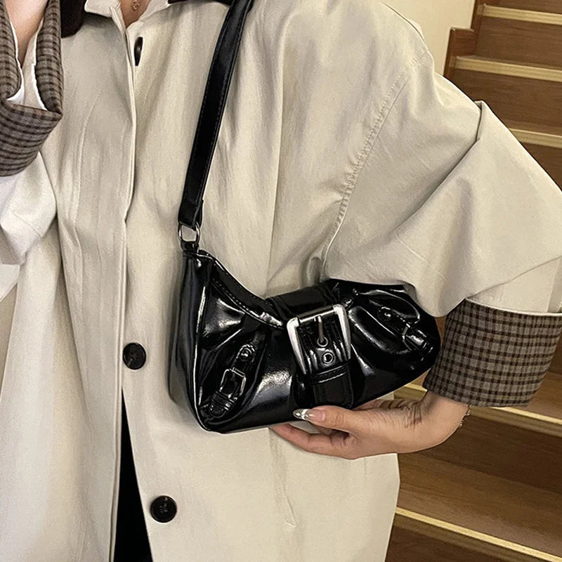 Y2K Retro Pleated Hobo Shoulder Bag – Maillard Style Underarm Clutch for Women