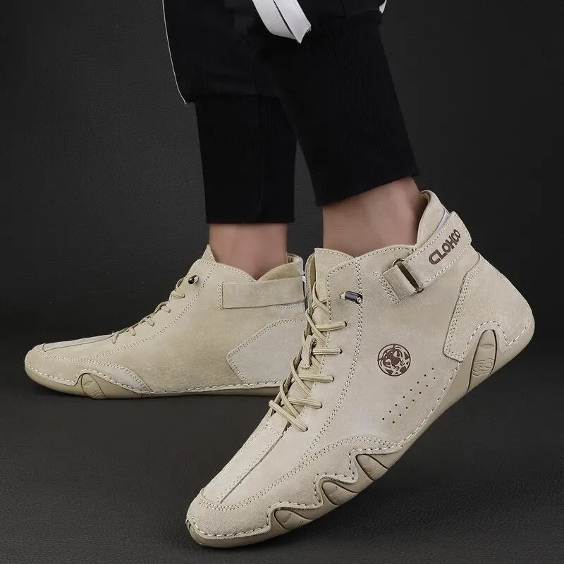 Men's Genuine Leather Lace-Up Ankle Boots