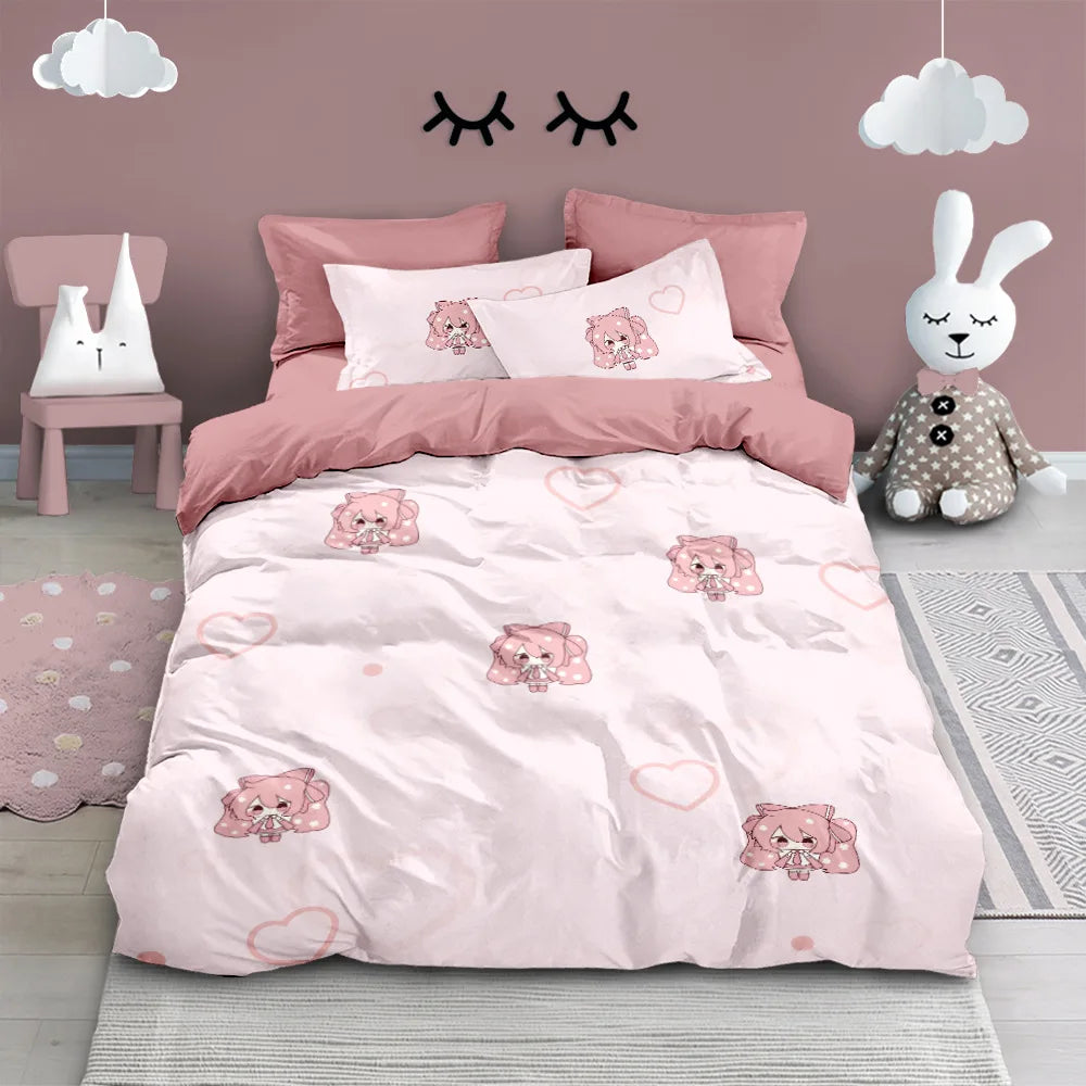 3D Print Japanese Anime Duvet Cover Set | Kawaii Miku Design, Single to King Size, Kids & Adults Bedroom