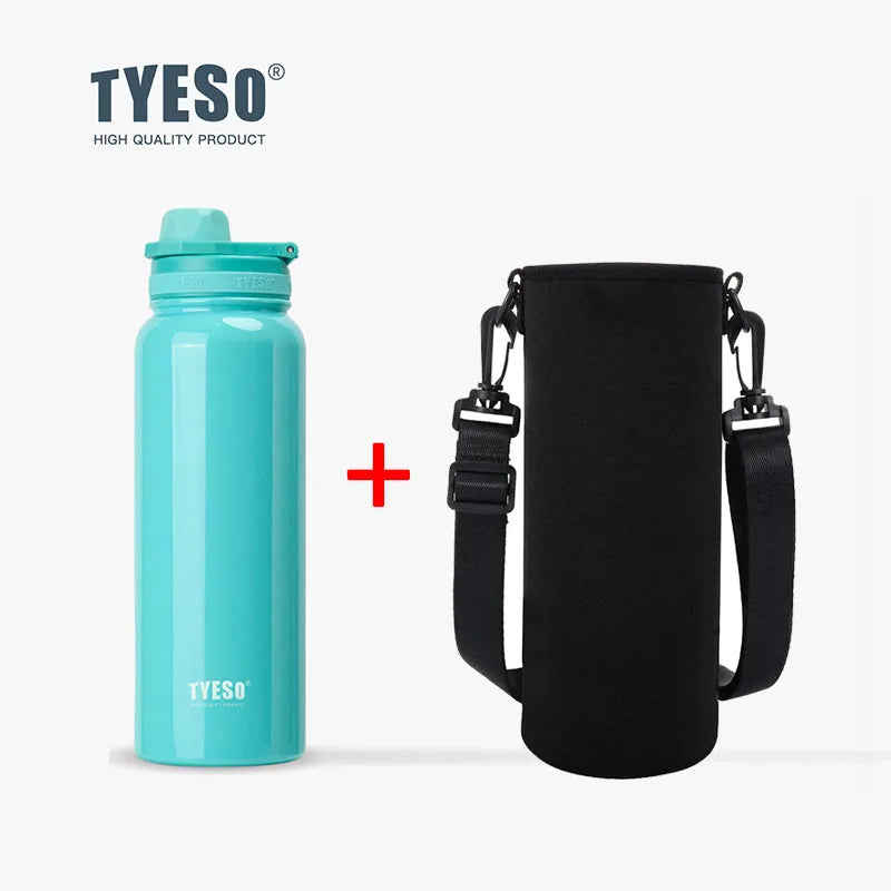 TYESO 304 SS Vacuum Thermos Bottle – Wide Mouth, Leakproof, 6–12Hr, 600–1200ml, 10+ Colors, Optional Cup Bag