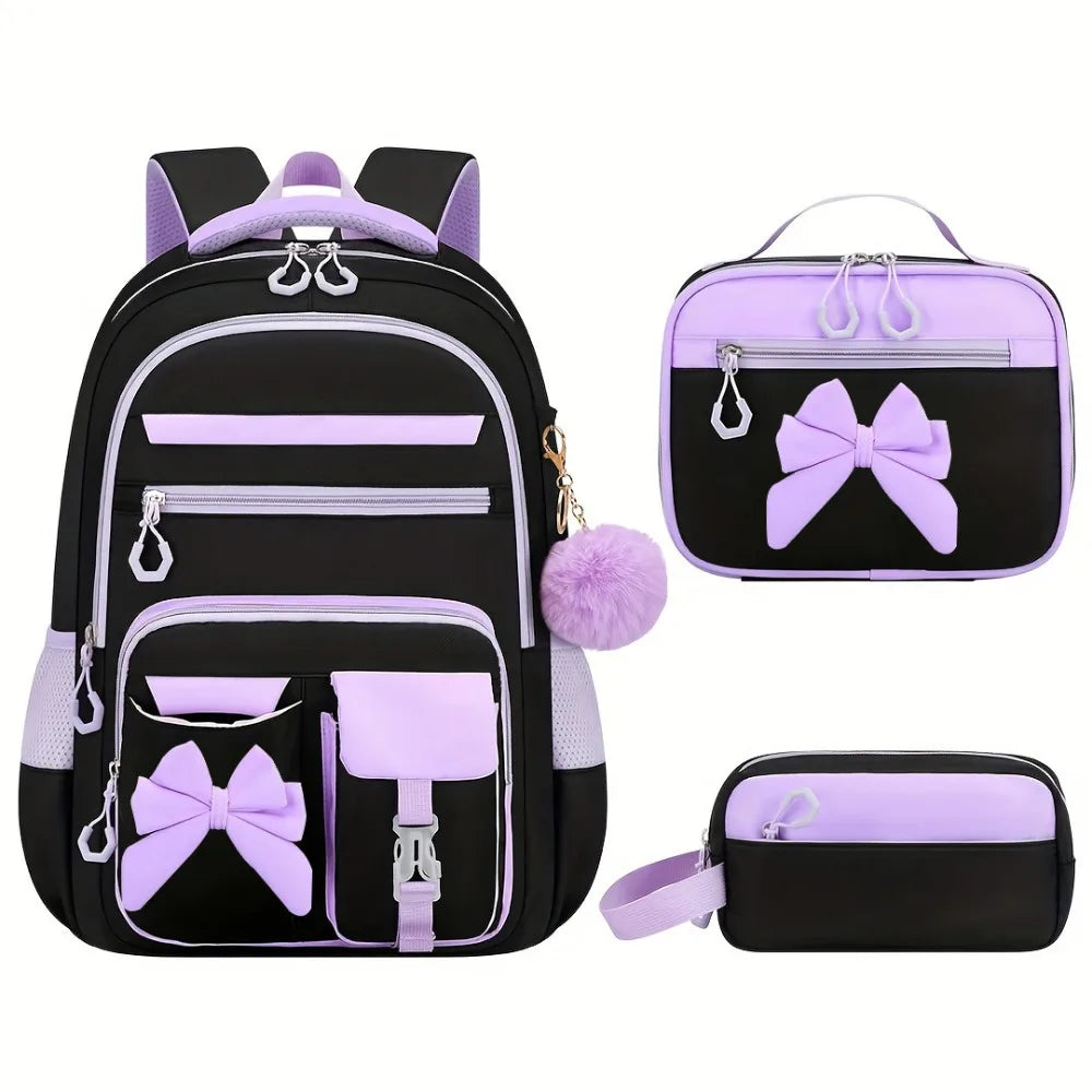 Bow-Knot School Backpack – Bag & Matching Set Options