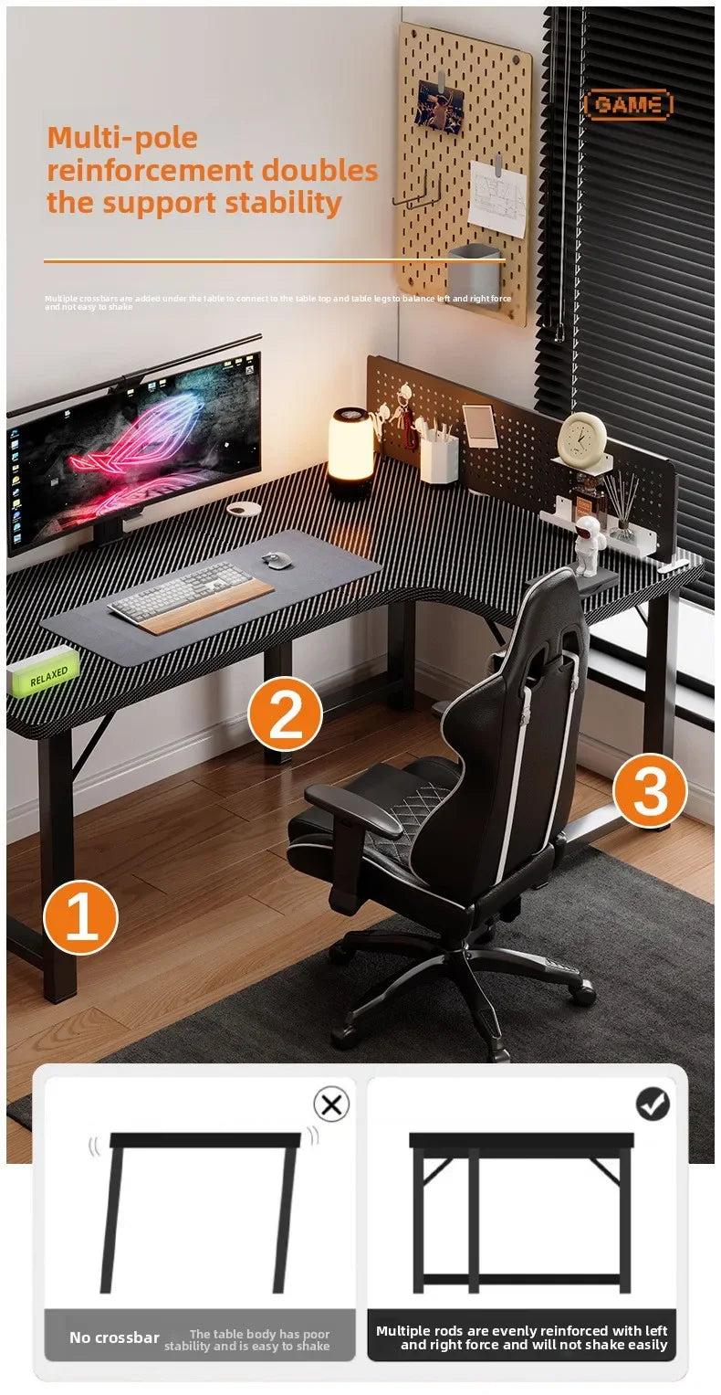 L-Shaped Corner Computer Desk — Home Study Table, Office Writing Desk & E-Sports Gaming Setup