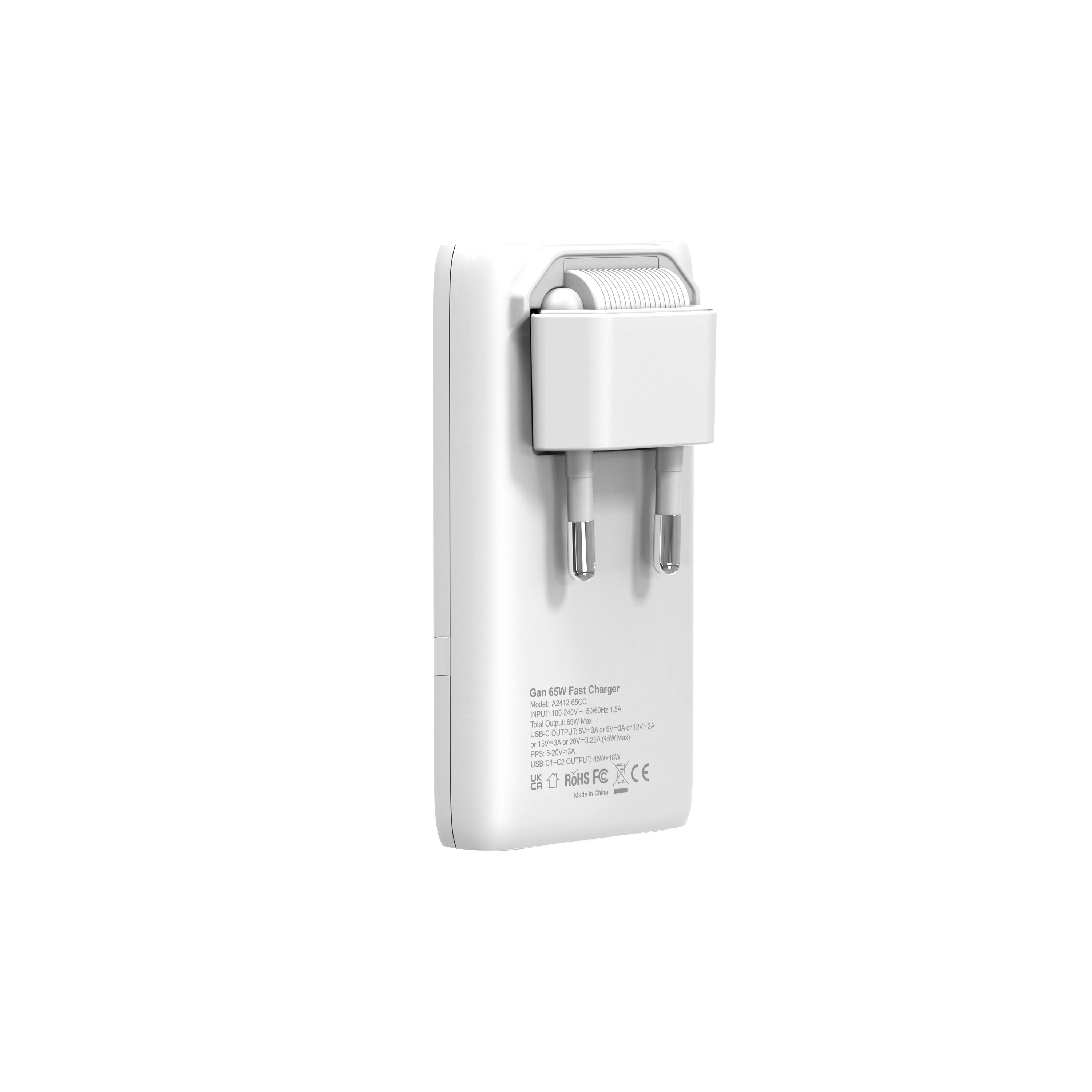 65W Flat GaN USB-C Charger — Ultra-Slim Fast Charging Adapter for Laptop, Phone & Tablet
