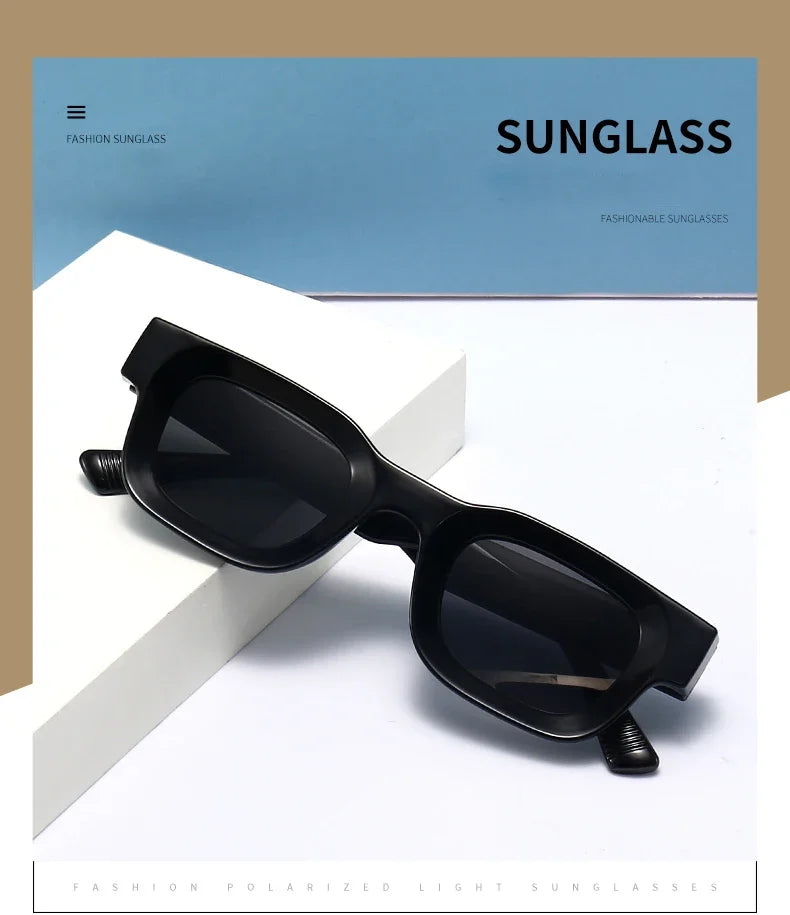 Small Rectangle Thick Frame Sunglasses | UV400 Unisex Square Shades for Men & Women