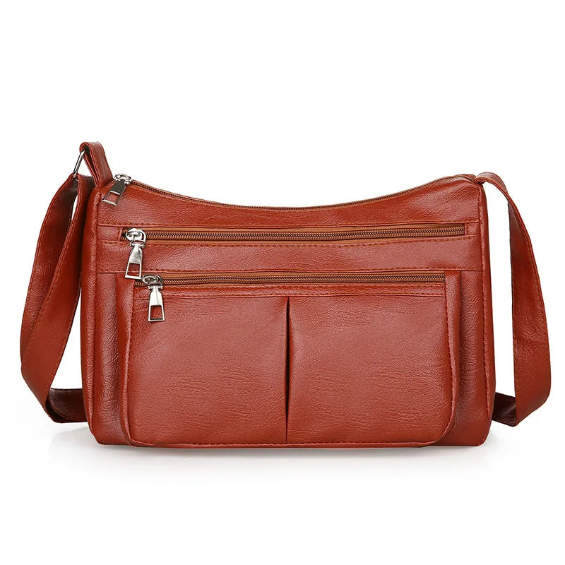 Korean Soft Leather Crossbody Shoulder Bag – Luxury Designer Tote for Women