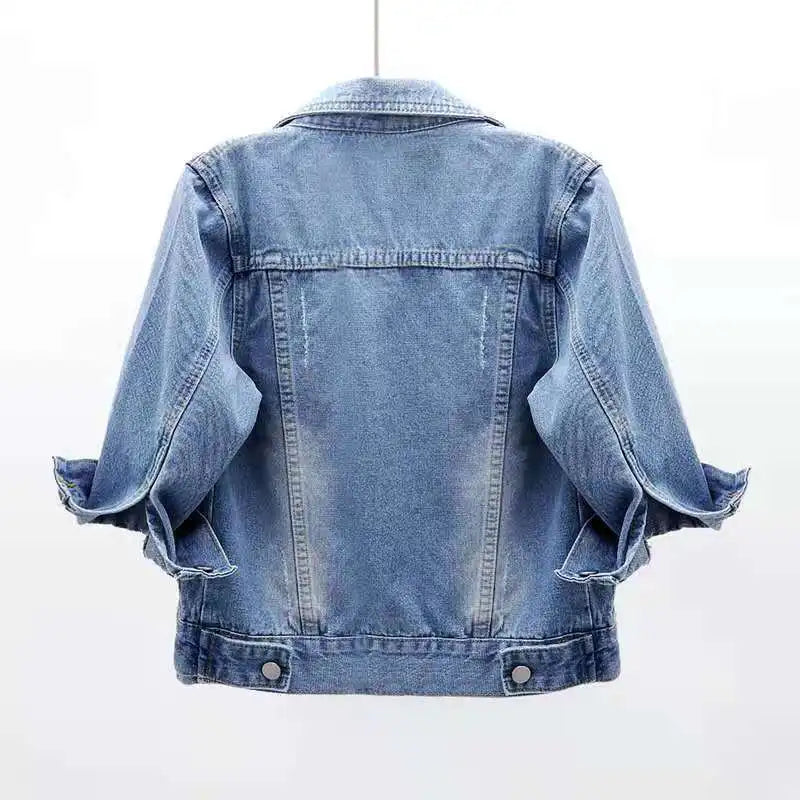 Women's Denim Jacket – Short Casual Jean Coat in Pink, White, Light Blue & Lavender