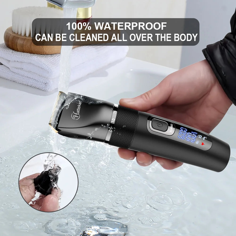 HATTEKER Multifunction Hair Clipper & Nose Trimmer – Waterproof, 120-Min Runtime, USB Fast Charge