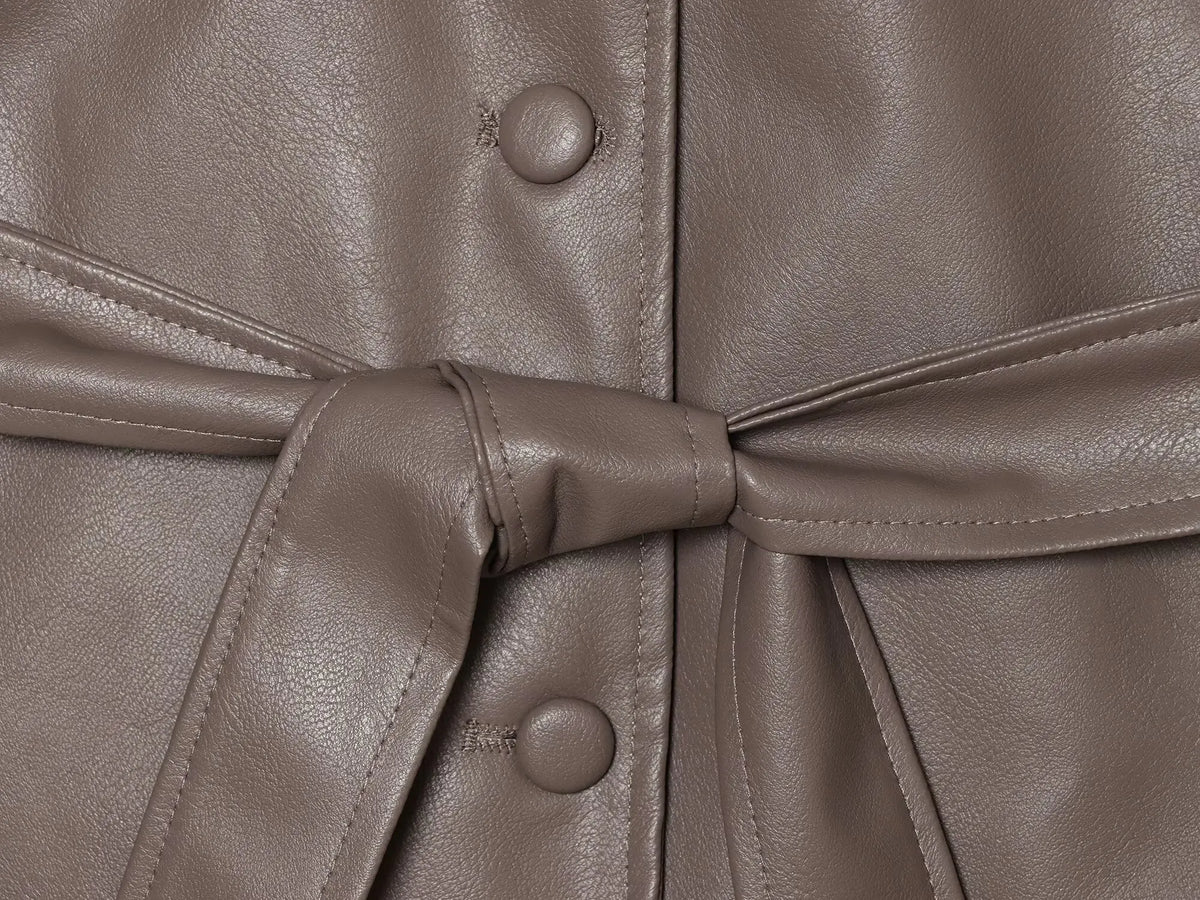 Women's Belted Jacket – Stand Collar Button Front