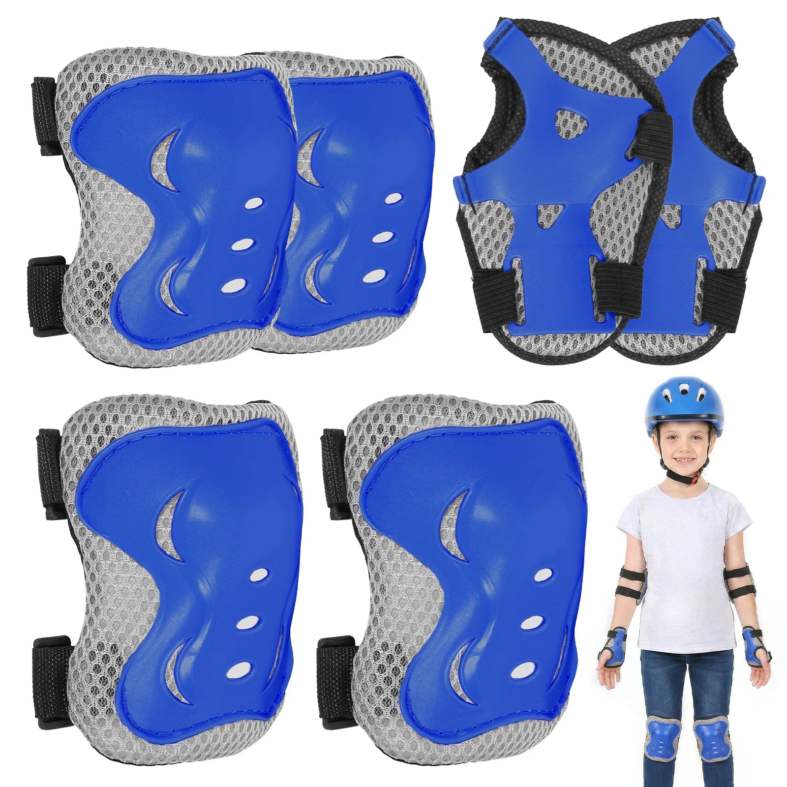 6-Piece Kids Protective Gear Set – Knee Pads, Elbow Pads & Wrist Guards for Bike, Skateboard & Skating