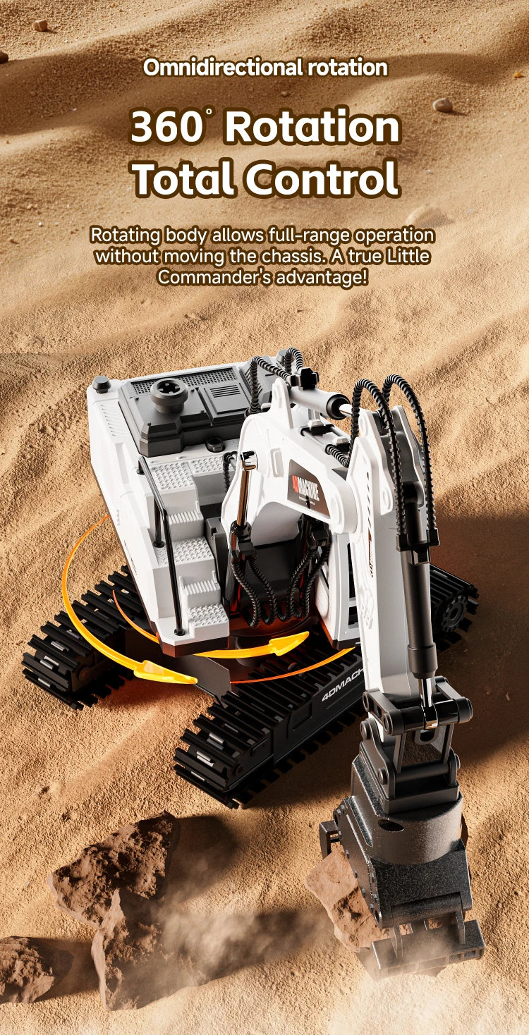 14-Channel 3-in-1 RC Excavator with Mist Spray – Alloy Remote Control Construction Truck