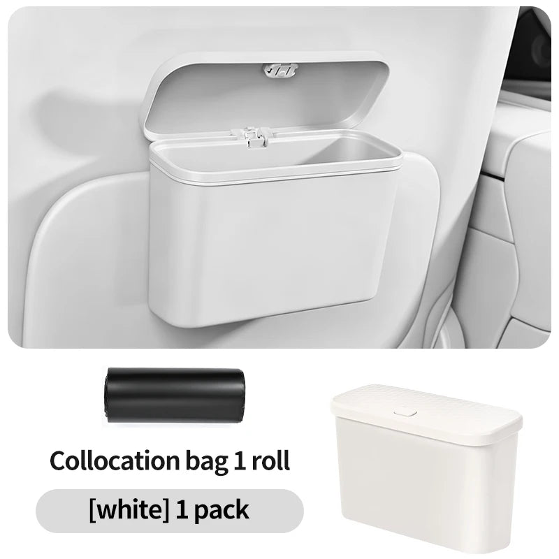 Car trash can with lid and additional collocation bag on a white background
