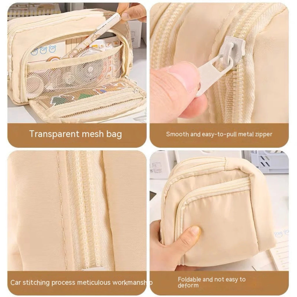 Large Capacity Pencil Case – Handheld Pen Bag & Cosmetic Pouch for School, Office & Travel