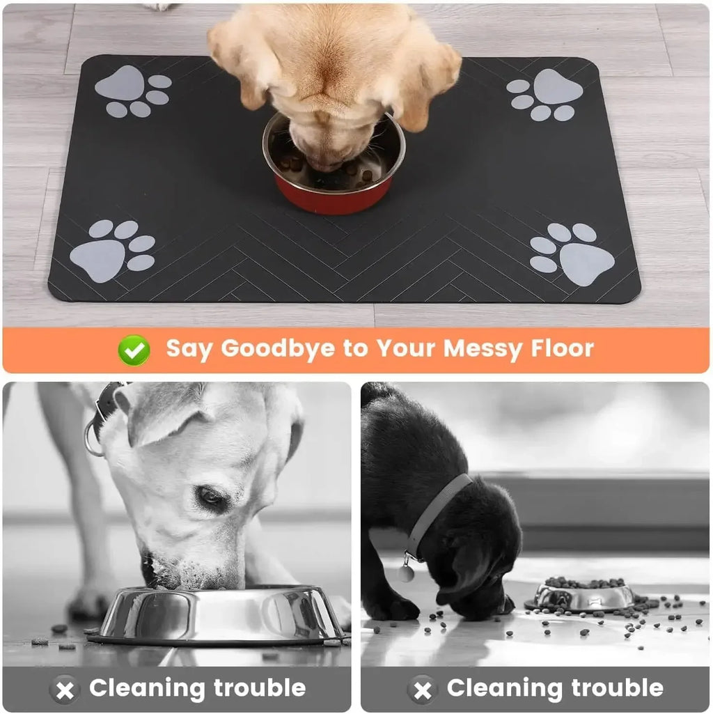 Absorbent Quick-Dry Pet Feeding Mat with Rubber Backing