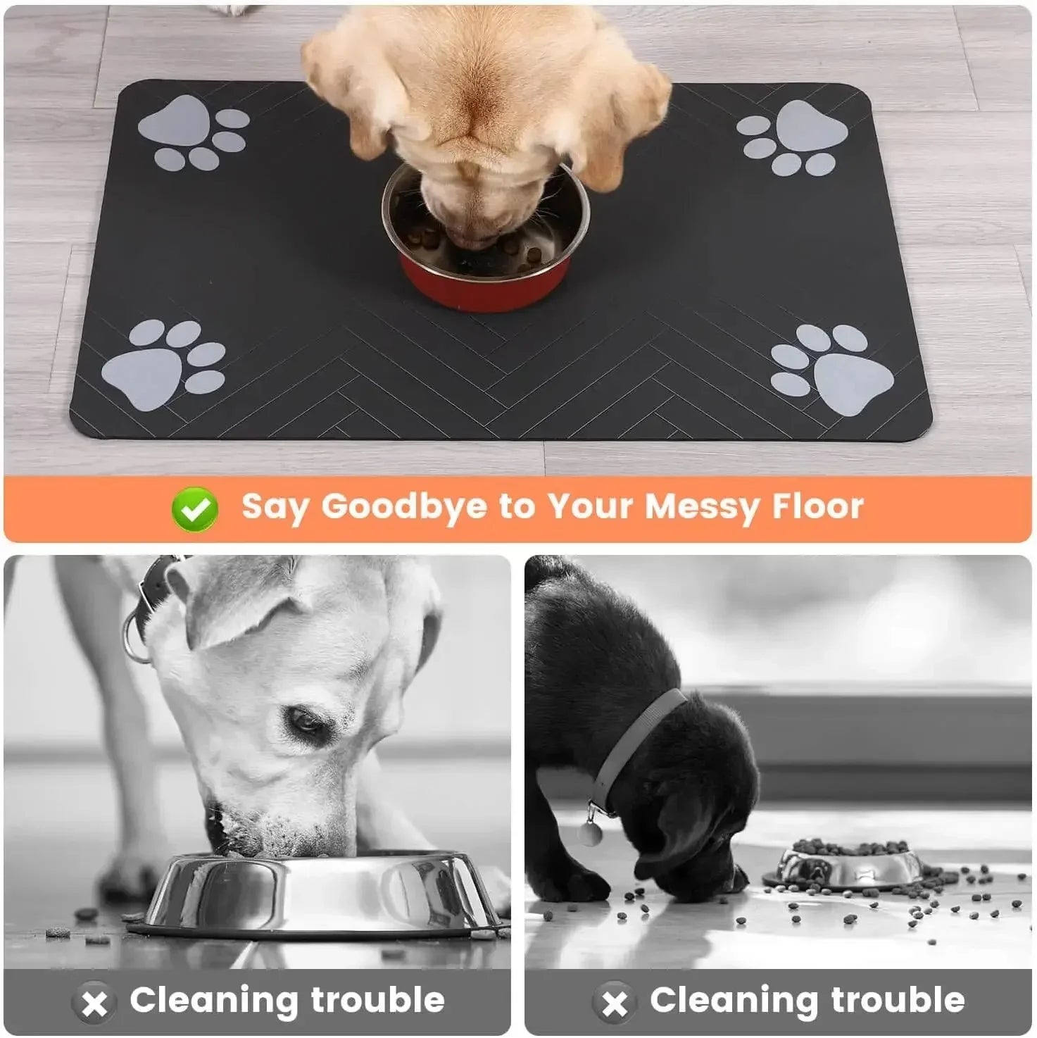 Absorbent Quick-Dry Pet Feeding Mat with Rubber Backing