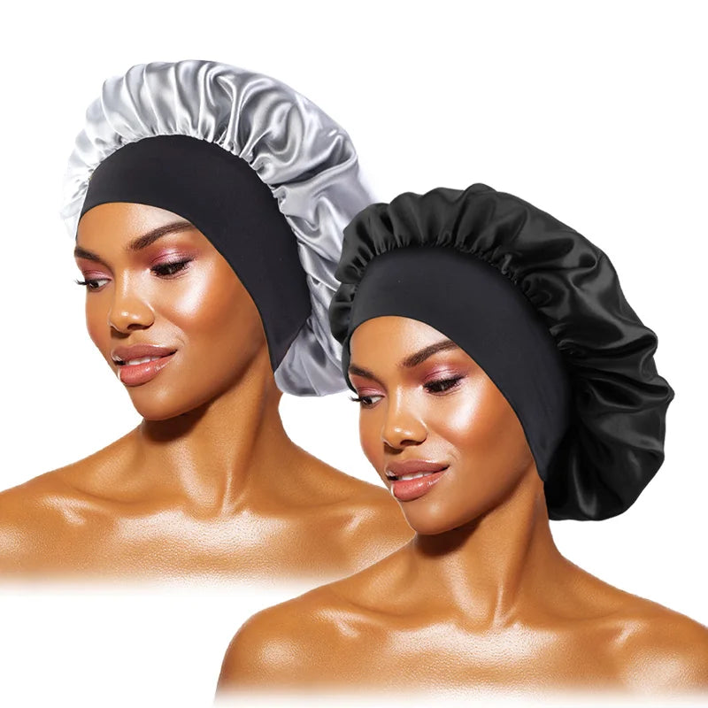 Satin Sleep Bonnet — Wide-Brim Hair Care Cap