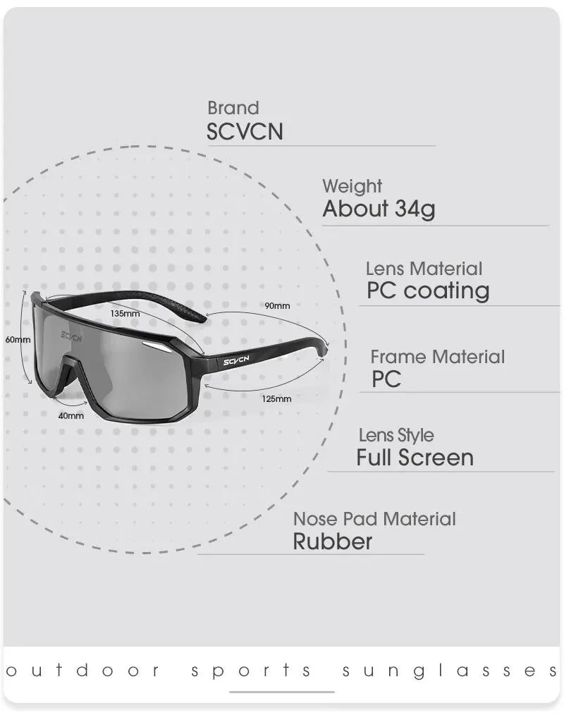 Photochromic Cycling Sunglasses | Men Women Mountain Bike Road Outdoor Sports Hiking Goggles