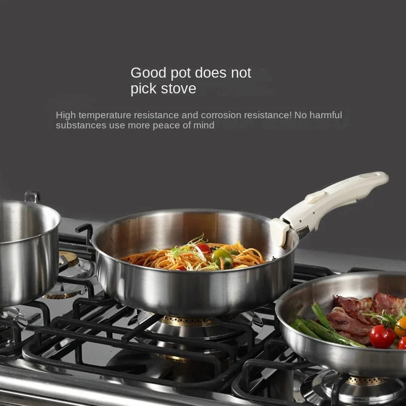 Stainless Steel Cookware Set – Detachable Handle & Nesting Design