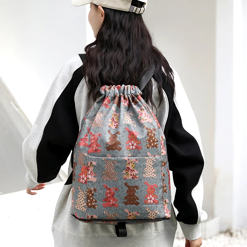 Women's Drawstring Backpack – Foldable Nylon Daypack