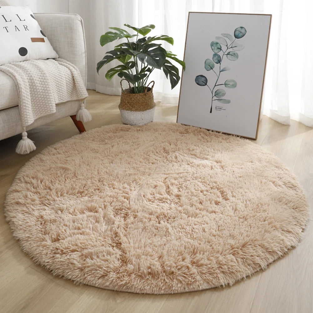 Super Soft Shaggy Area Rug – Anti-Slip 4cm Pile Round Rug for Living Room & Bedroom, 12 Colors & 3 Sizes