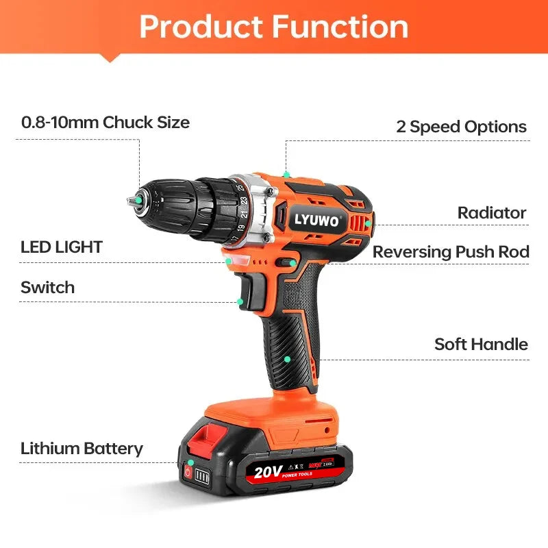 12V Cordless Drill with 25+1 Settings