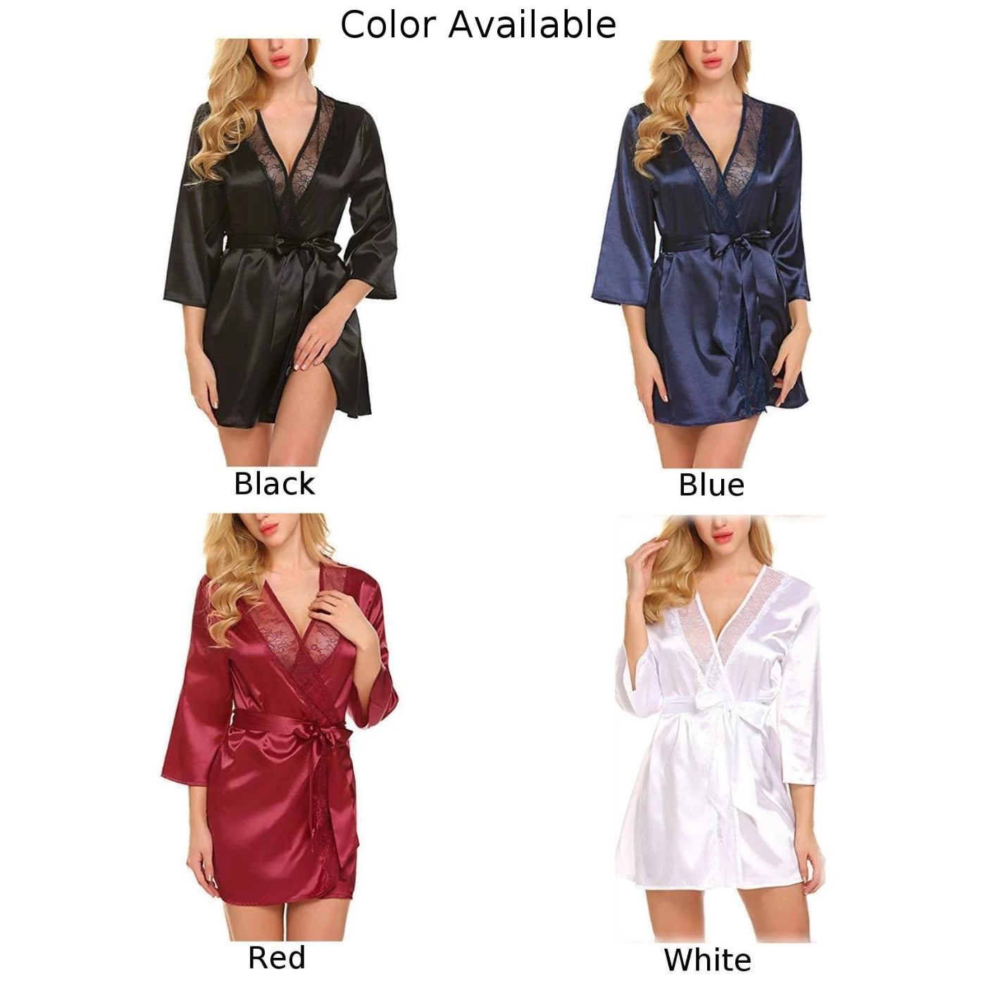 Women's Satin Silk Oversized Robe | V-Neck Sexy Imitation Silk Wrap Nightgown