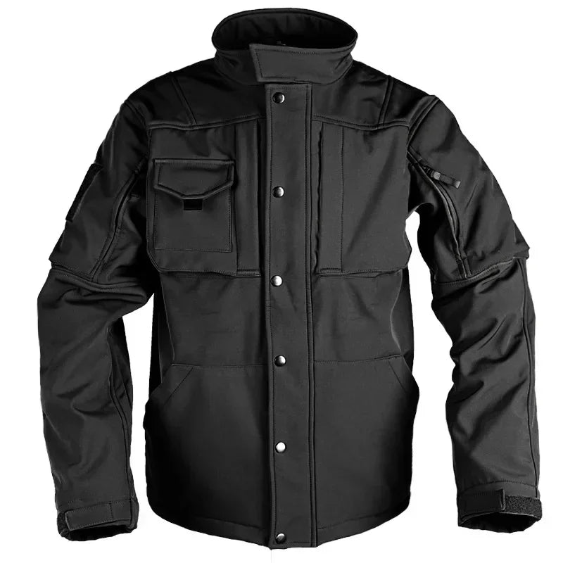 Men's Tactical Soft Shell Jacket & Cargo Pants Set – Waterproof Fleece-Lined Winter 2-Piece