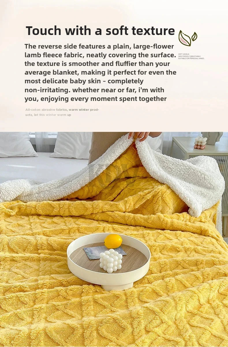 Double-Layer Fleece Blanket – Plush Sofa & Bed Comfort