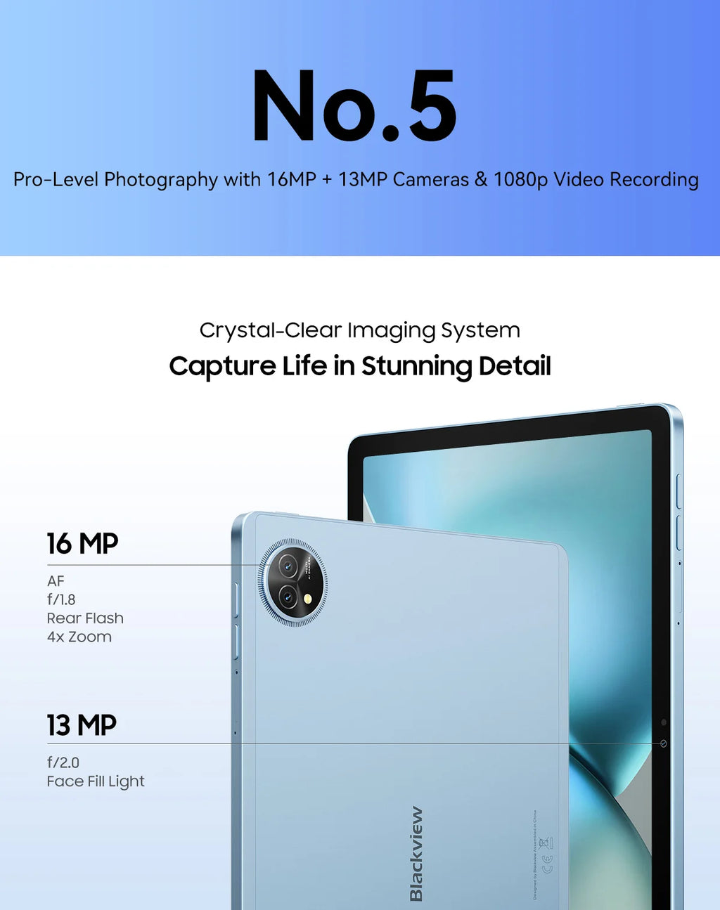 Blackview Zeno 10 5G AI Tablet – 11" FHD+, 8GB RAM, 128GB, 8800mAh, Widevine L1