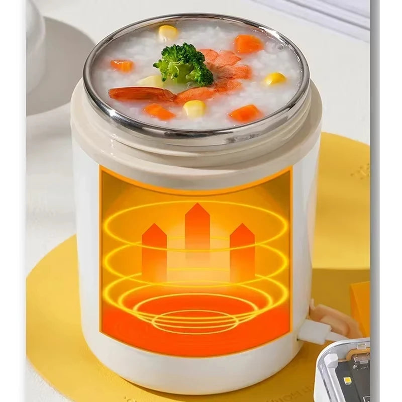 600ml USB Electric Heated Lunch Box – Stainless Steel Food Warmer with Constant Temperature Insulation, 5V/12V/24V