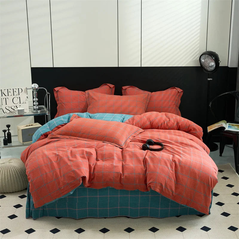 100% Cotton Plaid Duvet Cover | Classic Plaid Style, 160x210 to 220x240cm, Pillowcase Sold Separately