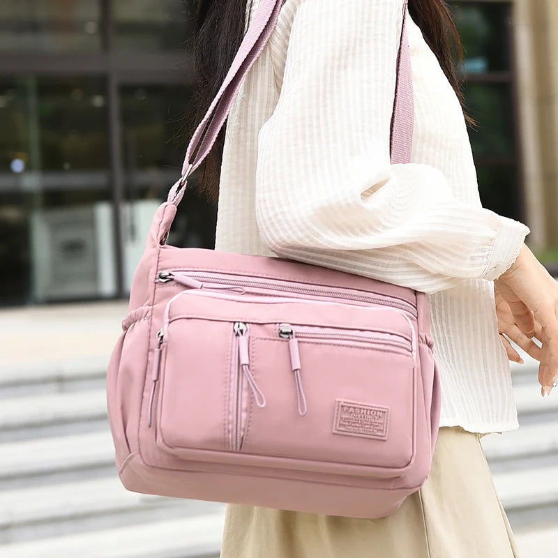 Fashion Women's Crossbody Bag Multi-Pockets High-Quality Waterproof Nylon Large Capacity Shoulder Messenger Handbag