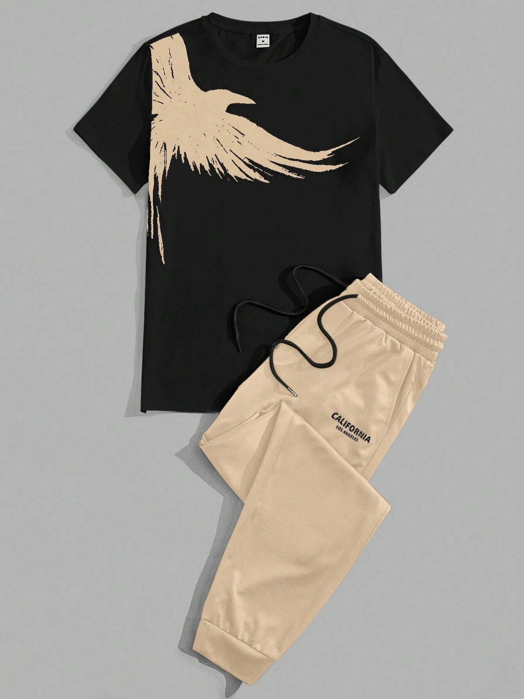 Men's Eagle Print T-Shirt & Shorts Sport Set – Casual 2-Piece Leisure Outfit